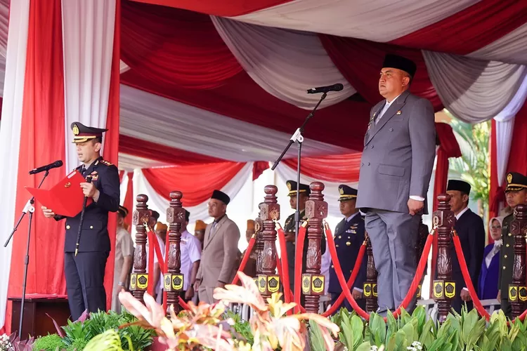 Bupati Bogor Rudy Susmanto memimpin upacara Hari Kesaktian Pancasila 2025 di Lapangan Tegar Beriman, Cibinong, Rabu (1/10/2025). (Foto/Diskominfo Kabupaten Bogor.)