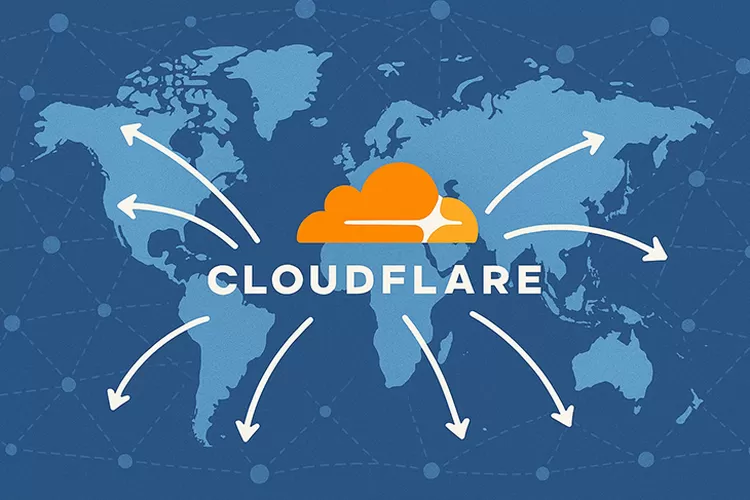 Ilustrasi lalu lintas internet global yang terkonsentrasi pada jaringan Cloudflare. Foto AI.