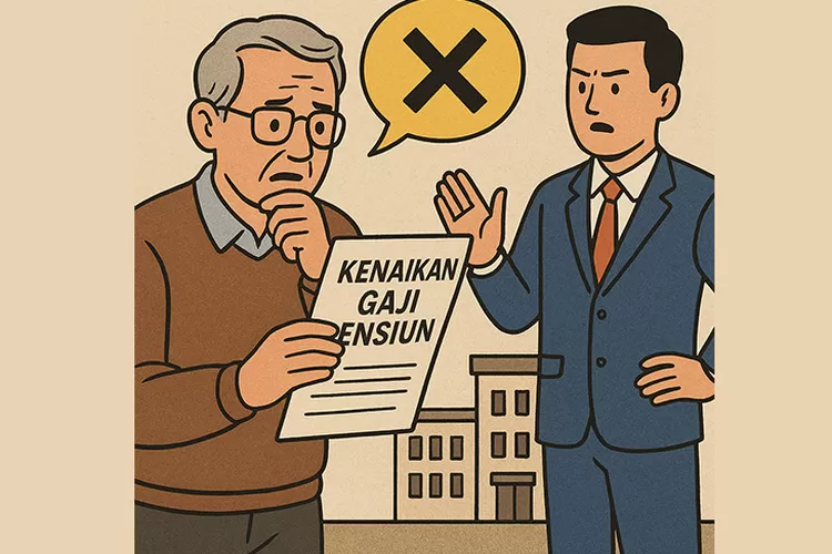 Isu kenaikan gaji pensiunan 2025 ramai diperbincangkan, Taspen tegaskan belum ada aturan resmi. Foto: AI (Sewaktu.com)