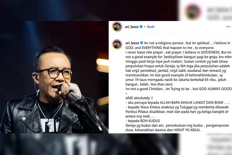 Ari Lasso kembali jadi sorotan setelah unggahannya memicu rumor berakhirnya hubungan dengan Dearly Joshua. Foto: Instagram/@ari_lasso