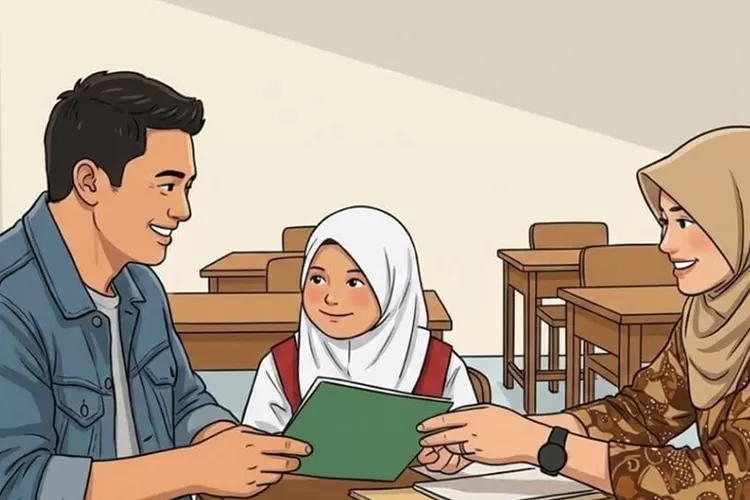 Ayah hadir di sekolah saat pembagian rapor, simbol kepedulian dan dukungan bagi masa depan anak. Foto: Istimewa.