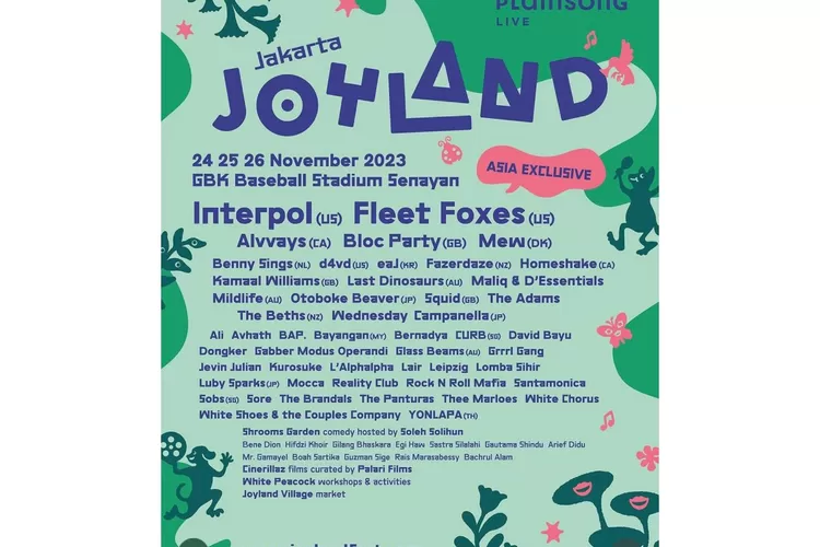 Cek harga tiket dan lineup Joyland Fest 2023 yang akan digelar selama 3 hari di Jakarta pada 24 November 2023 mendatang, cek di artikel ini. (Tangkap layar instagram.com/@joylandfest)