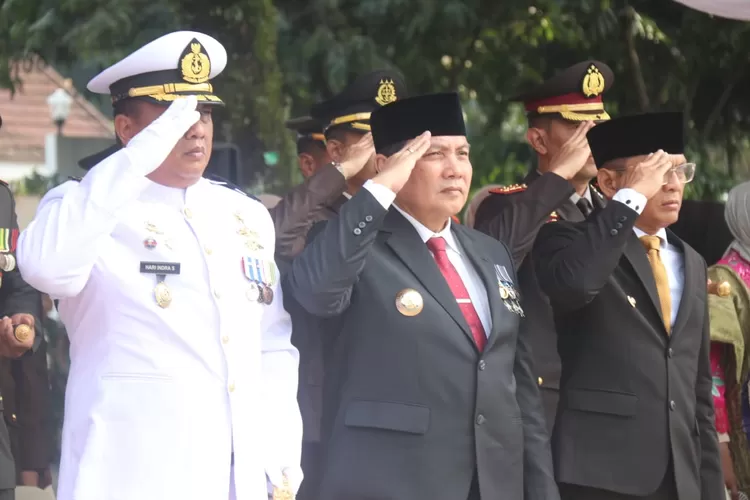 Upacara Peringatan HUT TNI ke -79 Tahun 2024 di Lapangan Sempur, Kota Bogor, Sabtu, 5 Oktober 2024. (Humas Pemkab Bogor)