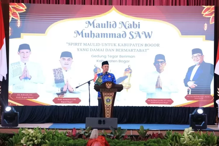 Potret Jaro Ade saat acara peringatan Maulid Nabi Muhammad SAW tingkat Kabupaten Bogor, pada Rabu 17 September 2025. (Ist)