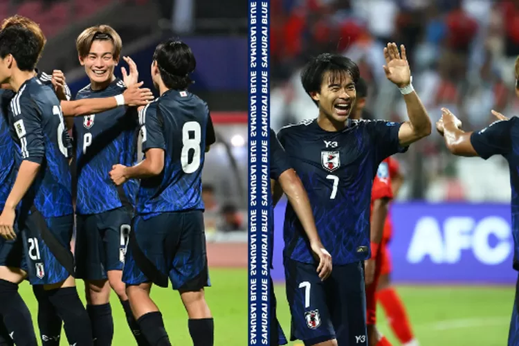 Foto pemain timnas Jepang yang sedang selebrasi. (Instagram/@ japanfootballassociation)