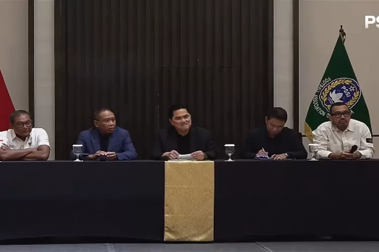 Ketua Umum PSSI Erick Thohir dalam konferensi  pers PSSI hari ini senin (6/1/2025) (Tangkapan layar Youtube PSSI)