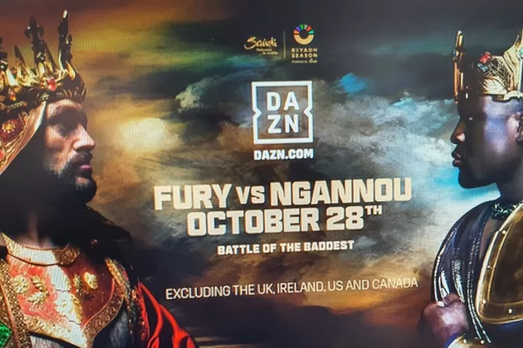 Tyson Fury akan bertemu Francis Ngannou pada 28 Oktober 2023 di Riyadh, Arab Saudi (Ist)