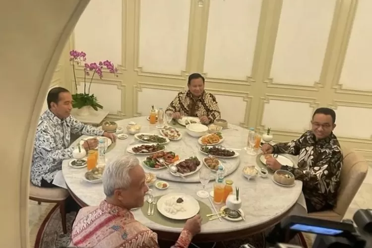 Suasana makan siang Presiden Joko Widodo bersama tiga bakal calon presiden di Istana Merdeka, Jakarta, Senin (30/10/2023) (Ist)
