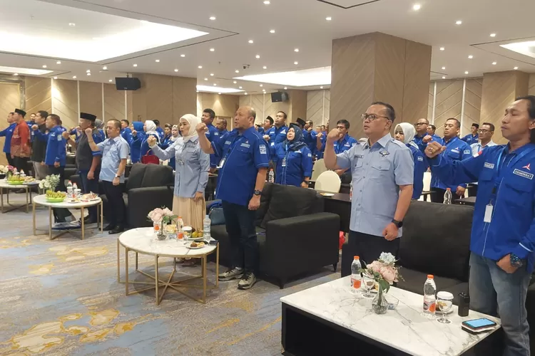 Sebanyak 106 Caleg Partai Demokrat DKI Jakarta  ikuti  pembekalan  dari KPU dan Bawaslu  di sebuah hotel di Jakarta Pusat, Minggu (5/11/2023).