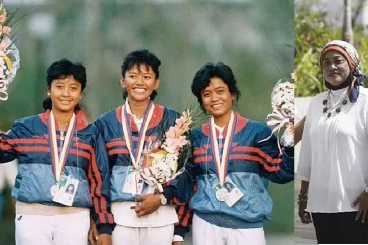 Kusuma Wardhani (paling kanan) ketika meraioh medali perak Olimpiade Seoul Korea Selatan tahun 1988 dan sebelum meninggal dunia (Ist)