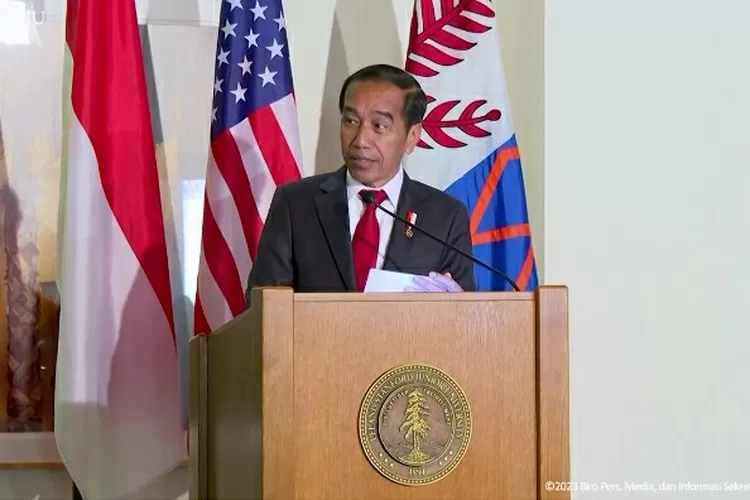 Jokowi di Stanford University, AS: Pendanaan Iklim Harusnya Bersifat Membangun, Bukan Beban Utang Negara Berkembang. (Tangkapan layar Youtube Setpres)