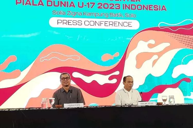 Menteri Komunikasi dan&nbsp; Informatika (Menkominfo) Budi Arie Setiadi saat memberikan keterangan terkait penyelenggaraan event Piala Dunia U-17 (Endang Kusumastuti)