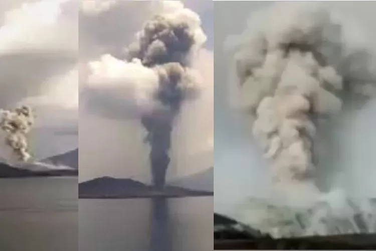 Gunung Anak Krakatau di Selat Sunda, Lampung, terus bergolak dengan erupsi luncurkan abu vulkanik setinggi 800 meter, Minggu (3/12/2023) (Ist)