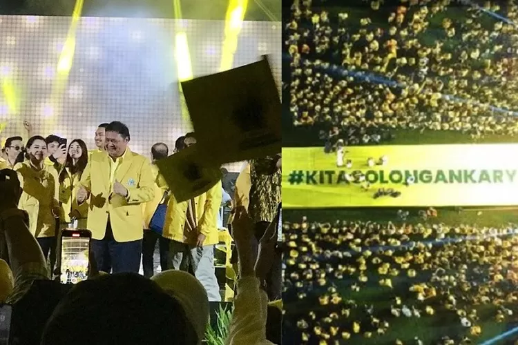 Ketua Umum DPP Partai Golkar Airlangga menyerukan Mari Bung Rebut Kembali saat kampanye penutup Partai Golkar pada Pemilu 2024 di Kota Bandung, Jawa Barat, Jumat (9/2/2024). (Ist)