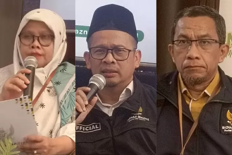 Tiga pimpinan Baznas Bazis Provinsi DKI Jakarta menyampaikan penjelasan terkait program unggulan selama Ramadan 1445 hijraih.
