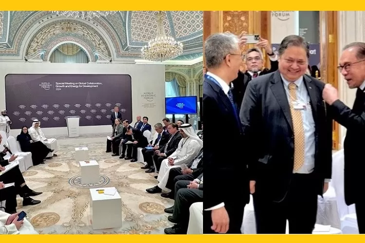 Menteri Koordinator Bidang Perekonomian Airlangga Hartarto dan Perdana Menteri Malaysia, Anwar Ibrahim diundang oleh World Economic Forum (WEF) di Riyadh, Arab Saudi, untuk menyampaikan sambutan pembuka pada dialog strategis ASEAN &amp;ndash; GCC.  (ekon.go.id)
