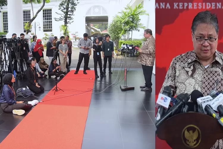 Menteri Koordinator Bidang Perekonomian Airlangga Hartarto memberi keterangan pers usai rapat internal bersama Presiden Joko Widodo (Jokowi) di Kompleks Istana Kepresidenan Jakarta, Kamis (16/5/2024) (ekon.go.id)