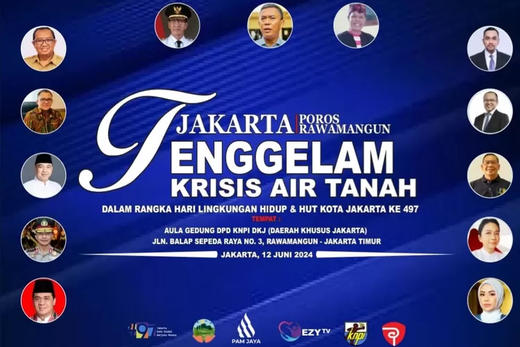 Sejumlah tokoh akan menjadi narasumber pada diskusi publik  Jakarta Tenggelam Krisis Air di gedung sekretariat DPD KNPI DKI Jakarta, Rabu (12/6/2024). 