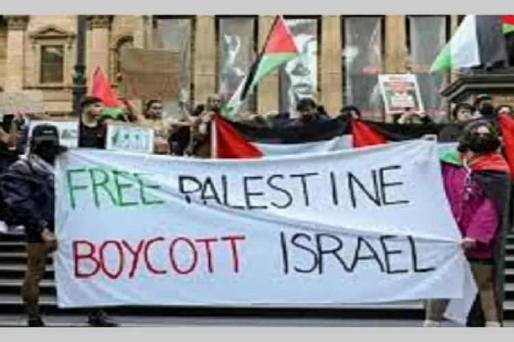 Aksi unjuk rasa boikot produk terafiliasi Israel. (Istimewa)