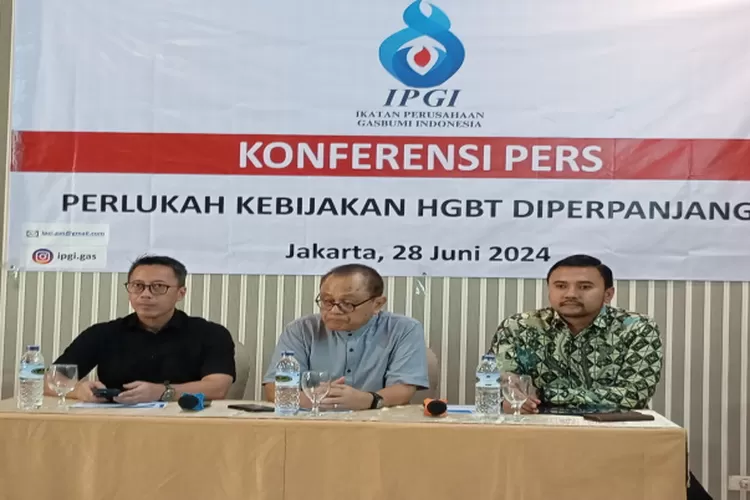 Konferensi pers Ikatan Perusahaan Gas Indonesia (IPGI) yang mendesak pemerintah evaluasi HGBT. (Sadono)