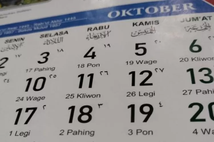 Simak Kalender Jawa Kamis Oktober Lengkap Dengan Pasaran Hari