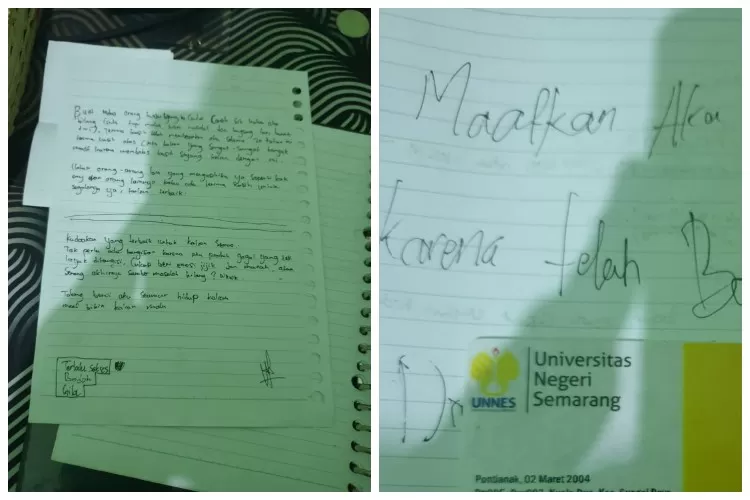 Surat mahasiswa Unnes yang bunuh diri (jatengnetwork.com/X)