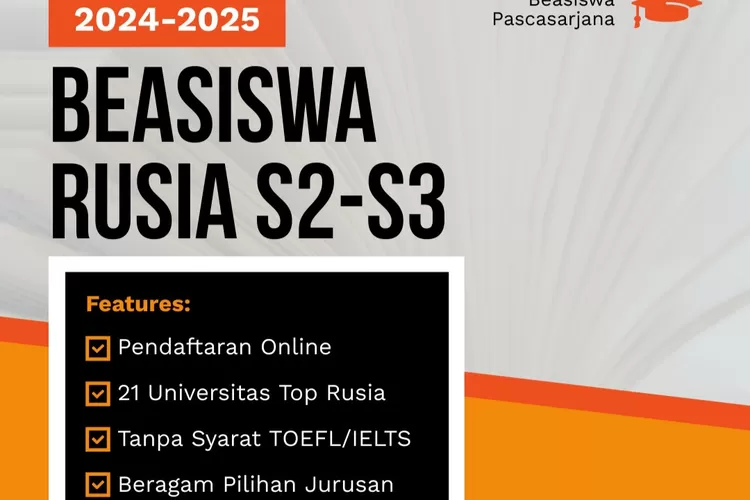 Beasiswa S2, S3 Pemerintah Rusia (Open Doors) tanpa TOEFL/IELTS 2024