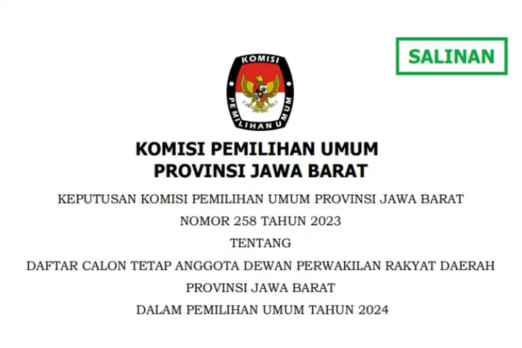 Berikut DCT Anggota DPRD Provinsi Jawa Barat Di Pemilu 2024 - Sinar Jabar