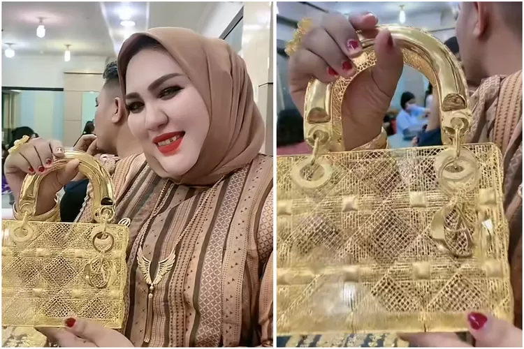 Tas emas milik Mira Hayati (Tangkapan layar TikTok @mirahayati19)