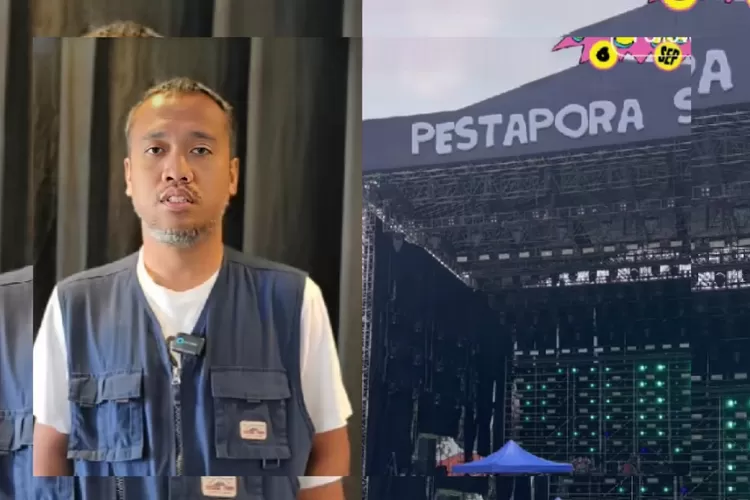 Panggung Pestapora 2025 di JIExpo Kemayoran tetap berdiri megah meski festival dihantam kontroversi sponsor Freeport. (Kolase tangkapan layar Instagram @pestapora )