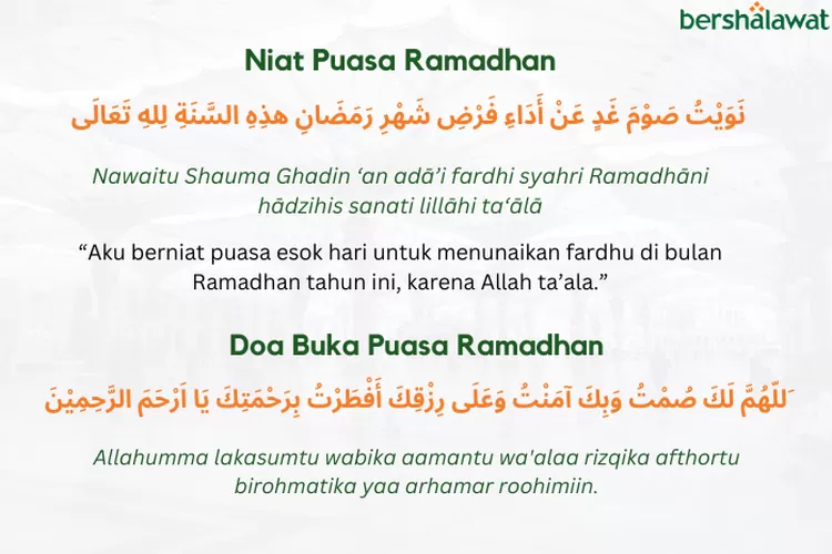 Bacaan niat puasa Ramadhan dan doa buka puasa Ramadhan lengkap (Shafira Hanifa/bershalawat.com)