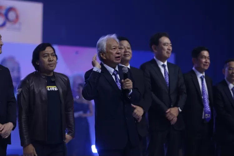 President Director &amp; CEO, PT YIMM, Dyonisius Beti, saat memberikan kata sambutan di ajang 50th Anniversary Yamaha Indonesia Celebration.