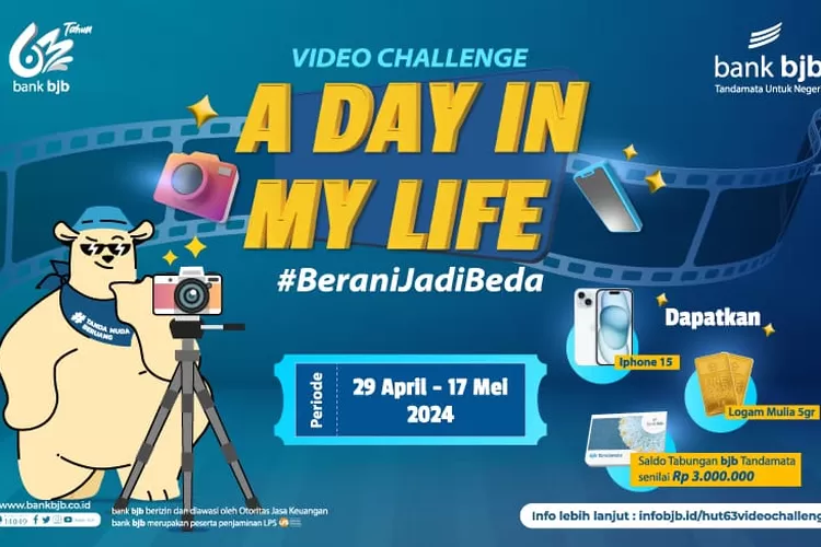 Lomba Video "A Day In My Life" bersama bank bjb, Menangkan iPhone, Logam Mulia, dan Saldo Tabungan