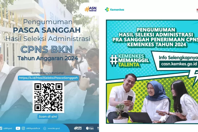 Cek Pengumuman Pasca Sanggah Hasil Seleksi Administrasi CPNS 2024, Agenda Selanjutnya Cetak Kartu Ujian (Instagram.com/@bkngoidofficial/@lifeatkemenkes)