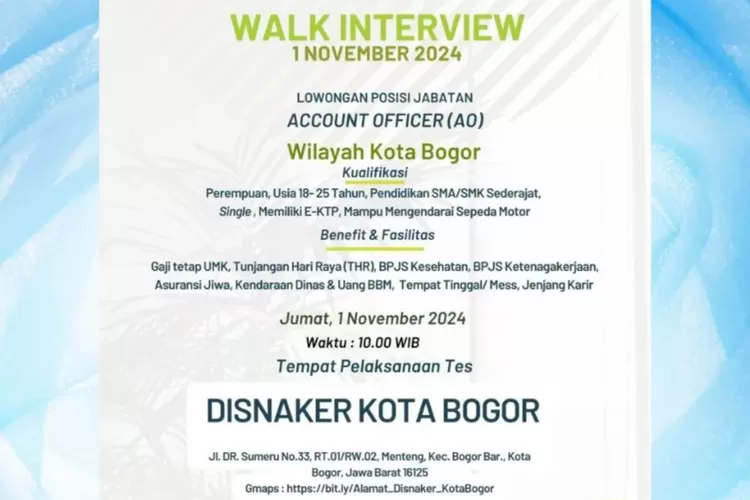 PNM Mekar Gelar Walk Interview Untuk Jabatan Account Officer di Disnaker Bogor, Lulusan SMA Bisa Daftar!