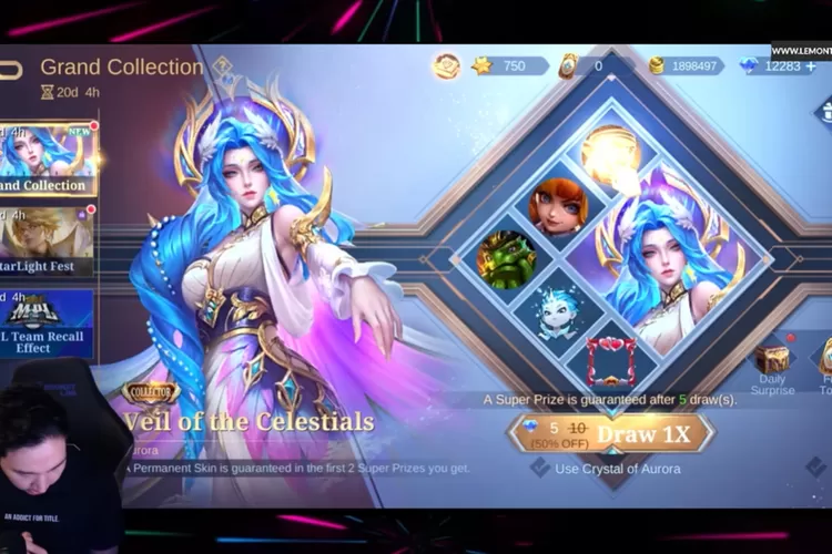 Skin Aurora Mobile Legends, Veil of The Celestials. (youtube.com/@RRQ Lemon)