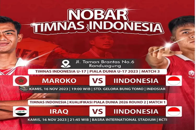 INFO Nobar Timnas vs Irak Hari Ini dan Indonesia U17 vs Maroko, Tempat