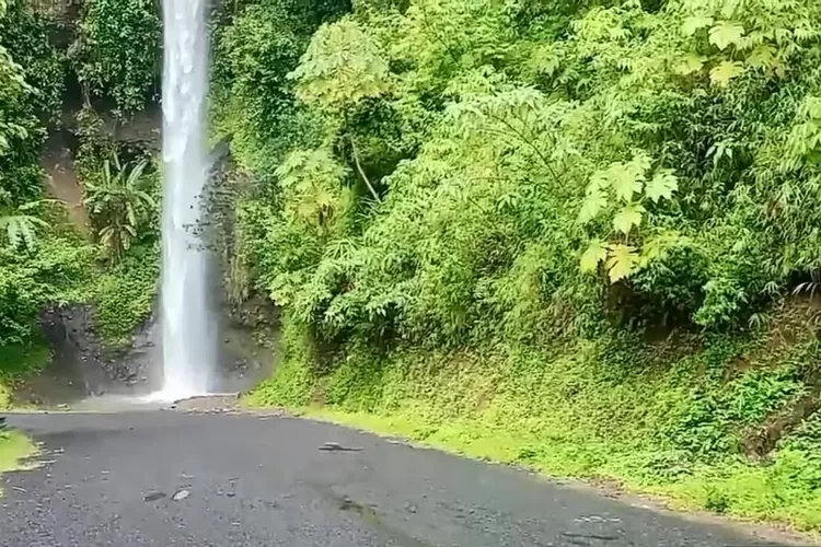 Curug Ceret Naringgul, air terjun yang letaknya persis di pinggir jalan, di Cianjur  (youtube agus setia78)