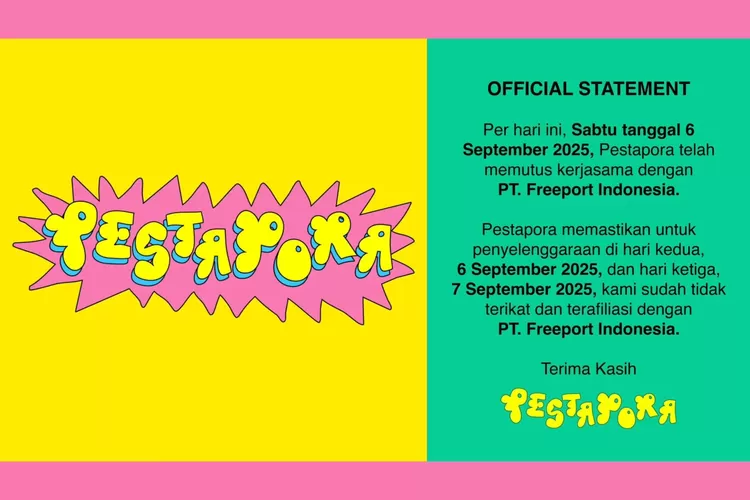 Pestapora menyampaikan permintaan maaf terbuka dan secara resmi mengumumkan pemutusan kerjasama dengan PT Freeport Indonesia. (Pestapora)