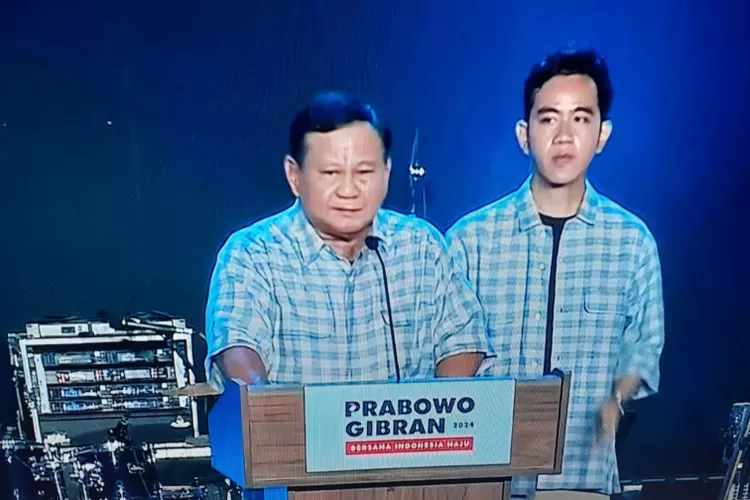 Pidato kemenangan dari Prabowo - Gibran. Foto: TOPMEDIA / Istimewa