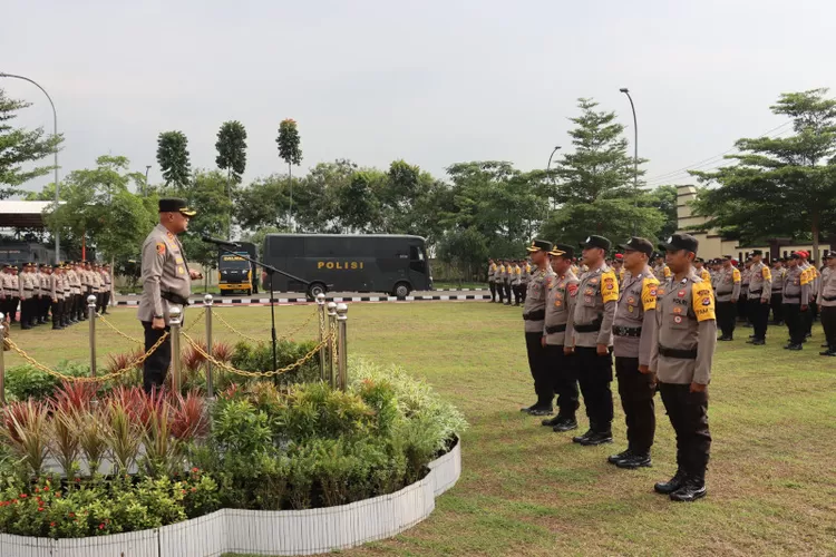 Apel Lanjutan Pengawalan Pemilu Polres Serang. Foto: TOPMEDIA / Yono