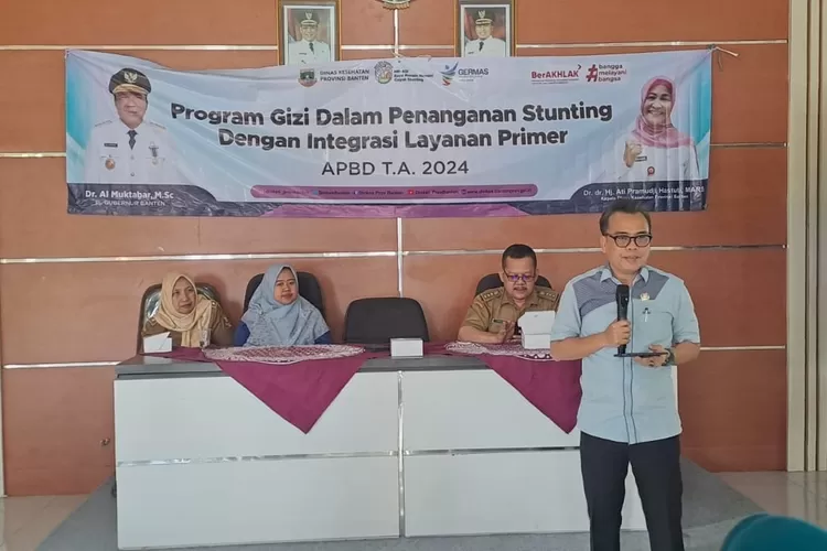 Anggota Komisi V DPRD Provinsi Banten, Hasbi Sidik saat menghadiri sosialisasi program penanganan stunting di Kota Cilegon (TOPmedia/Firasat Nikmatullah)