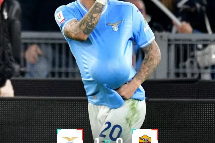  Mattia Zaccagni saat merayakan kemenangan (sumber : X@ serieA_EN)