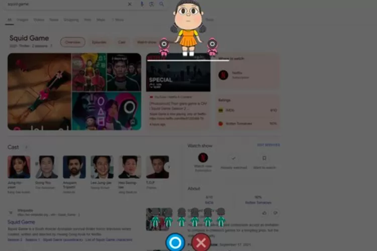 Game Squid Game di laman Google