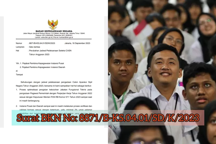 BKN Rilis Surat Nomor 8871/B-KS.04.01/SD/K/2023, Pendaftaran CPNS 2023 ...