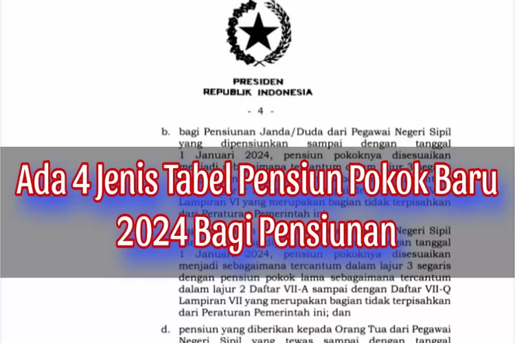 TABEL PENSIUN POKOK 2024 TERDIRI 4 JENIS PENSIUNAN PNS YANG DITETAPKAN ...