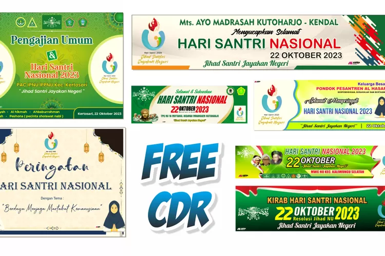 7 Template CDR Desain Spanduk MMT Hari Santri Nasional Tahun 2023, Siap ...