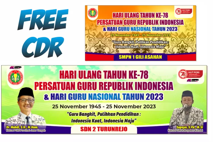 Unduh File CDR Desain Spanduk MMT Banner Hari Guru Nasional Atau HUT PGRI November Siap