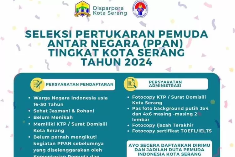 Ayo Segera Daftarkan Dirimu, Jadilah Duta Pemuda Indonesia Kota Serang 