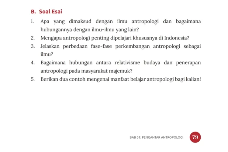 Kunci Jawaban Soal Esai Ilmu Antropologi Kelas 11 Halaman 79 Kurikulum ...